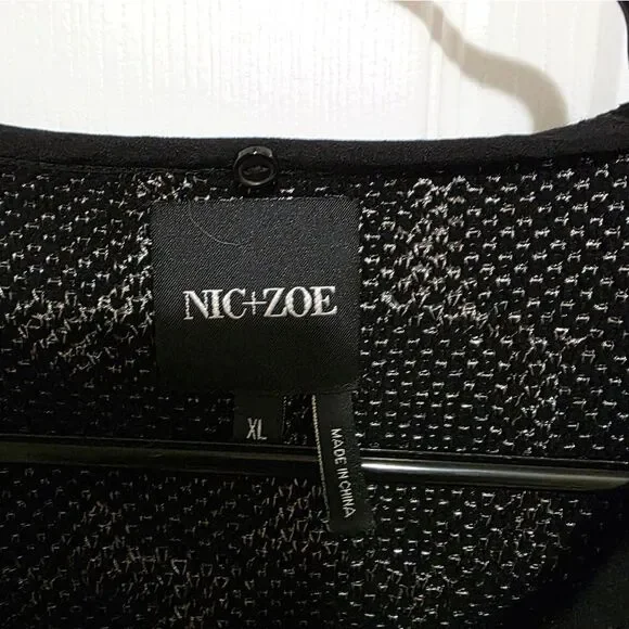 Nic + Zoe  Black and Silver Womens Cardigan NWTS Size XL - Picture 2 of 4